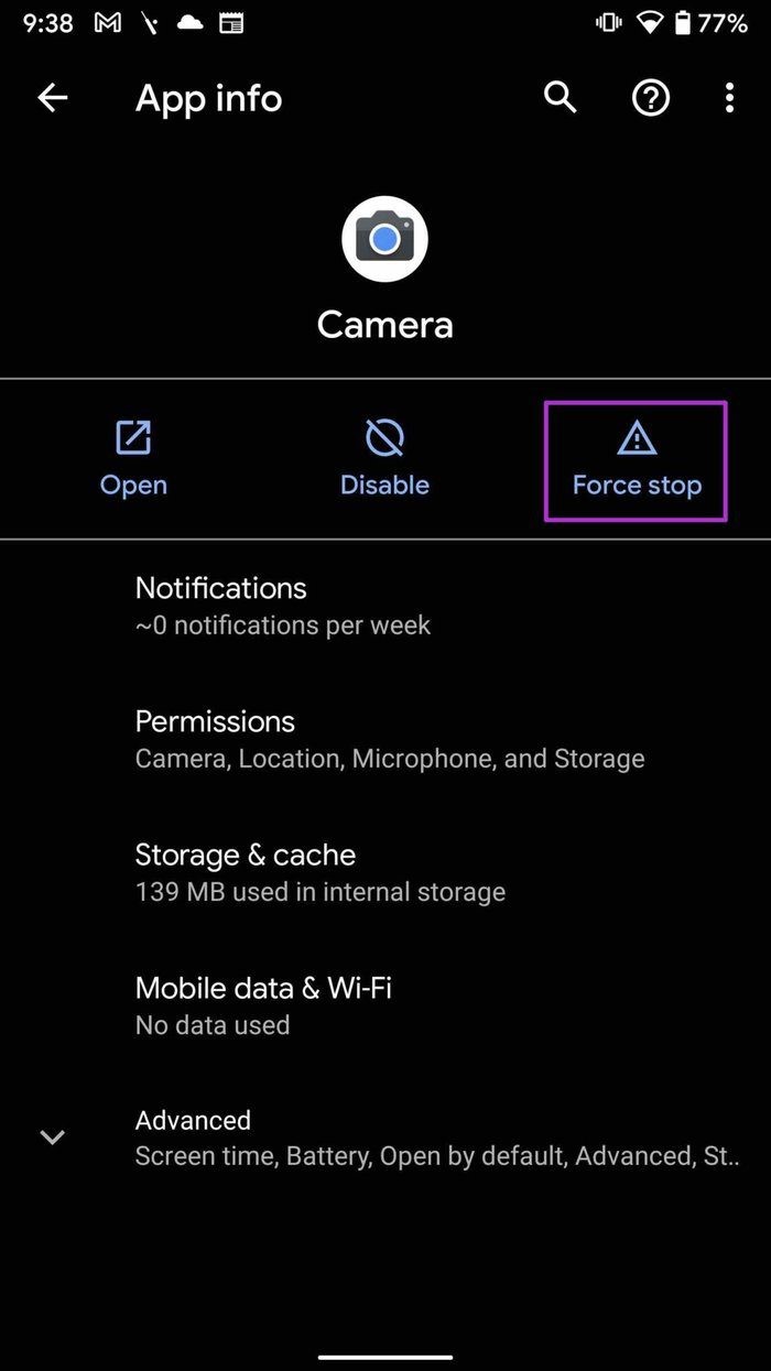 استفاده از قابلیت FORCE STOP CAMERA